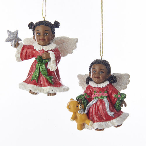 African American Angels Little Angel Set Ornaments, Set of 2, C7630