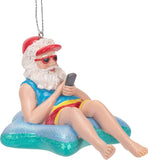 Beach Santa in Starfish Float Christmas Ornament, E0467, Kurt Adler