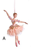 Blush Pink Ballerina Ornaments, 2 Assorted, E0534, Kurt Adler