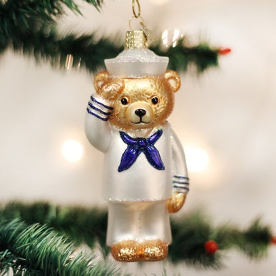 Old World Christmas Navy Bear Ornament, 12404