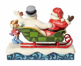 Jim Shore Santa Frosty the Snowman and Karen Sleigh back