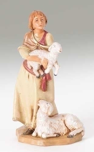 JOAN, WOMAN HOLDING SHEEP 5", Fontanini, 54027