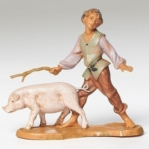 CLEMENT BOY WITH PIG 5", Fontanini, 54088