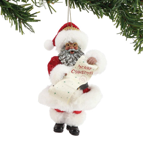 Merry Christmas Santa Ornament, African-American, 6003868. Possible Dreams