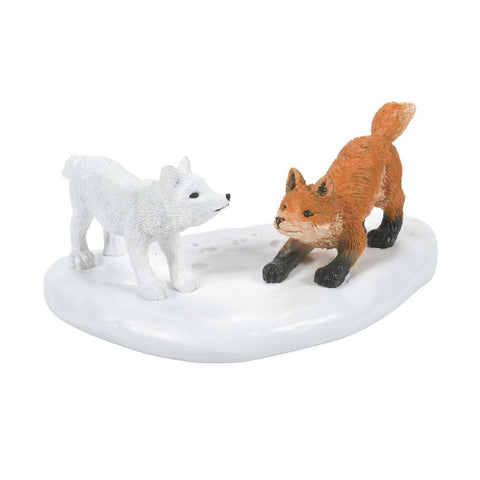 White Christmas Fox Face Off, 6007675, Department 56