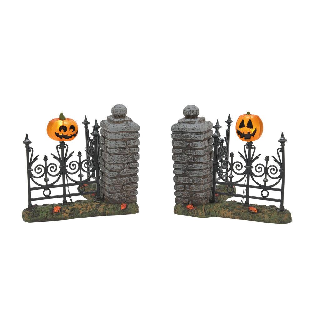 Jack Lantern Lit Fence Corners, 6007702, Halloween Village 