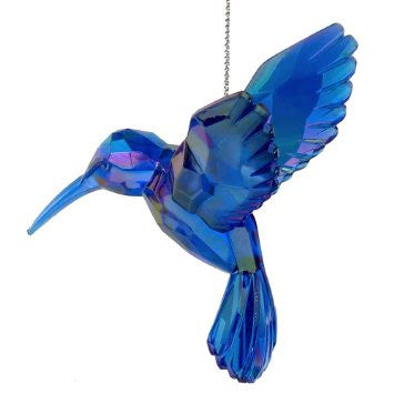 BLUE ACRYLIC HUMMINGBIRD ORNAMENT