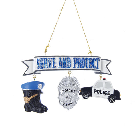 Serve and Protect Policeperson With Dangles Ornament