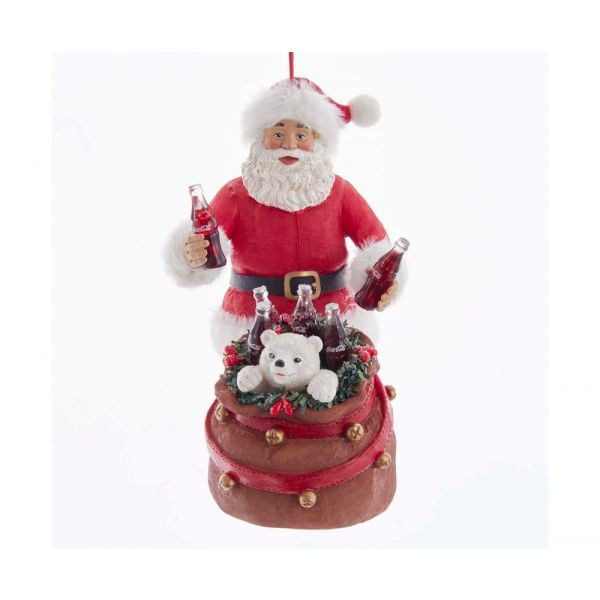 Coke Santa With Polar Bear In Sack, CC9202, Kurt Adler