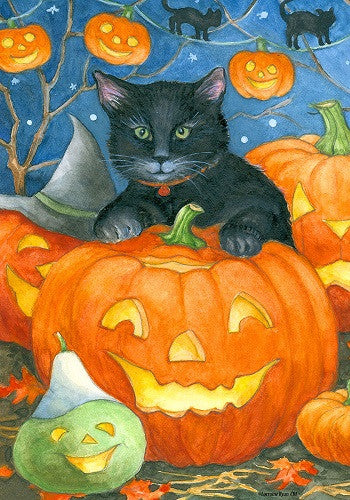 Black Cat Pumpkin Flag