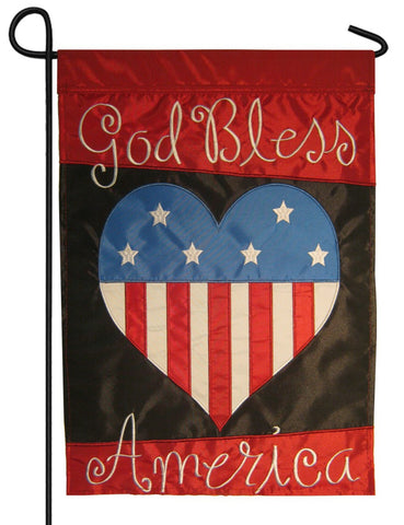God Bless America Double Applique Garden Flag
