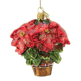 Huras, Poinsettia With Plain Bow Glass Ornament Floral Flower, S462