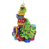Huras, Red Bike & Christmas Tree Glass Ornament Package Bicycle, S849