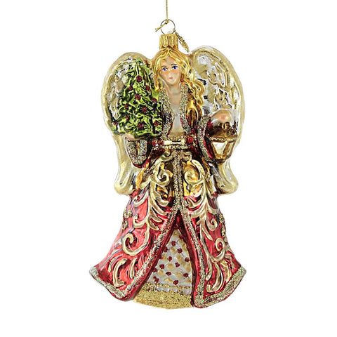 Huras, Angel With Tree Glass Ornament Lantern, S859