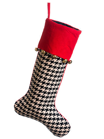Houndstooth Stocking with Bells