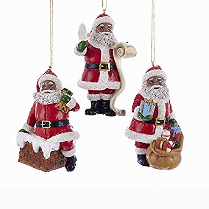 African American Santa ornament set/3, C7606