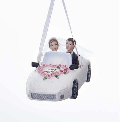 Wedding Couple in car ornament, Personalization, C7619