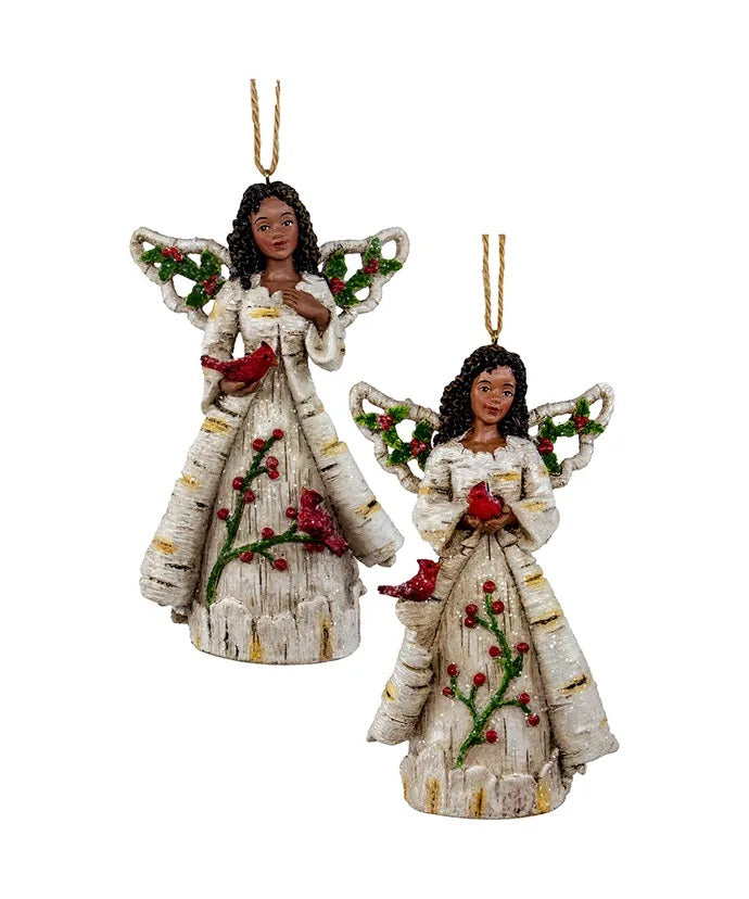 African American Birch Berry Angel Ornaments, Set/2, E0517, Kurt Adler