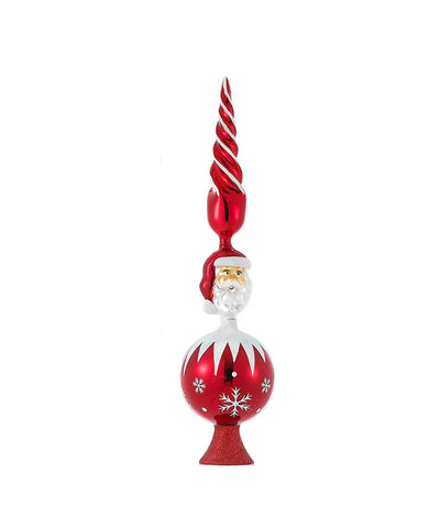 Red Santa un-lit Glass Treetop, GG0676, Kurt Adler