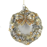 Huras Silver & Gold Wreath Glass Ornament Wedding Anniversary,C694